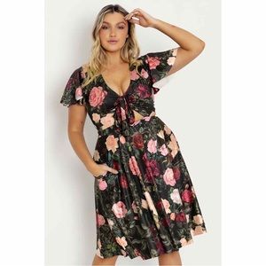BlackMilk Dark Roses Rio Midi Dress
